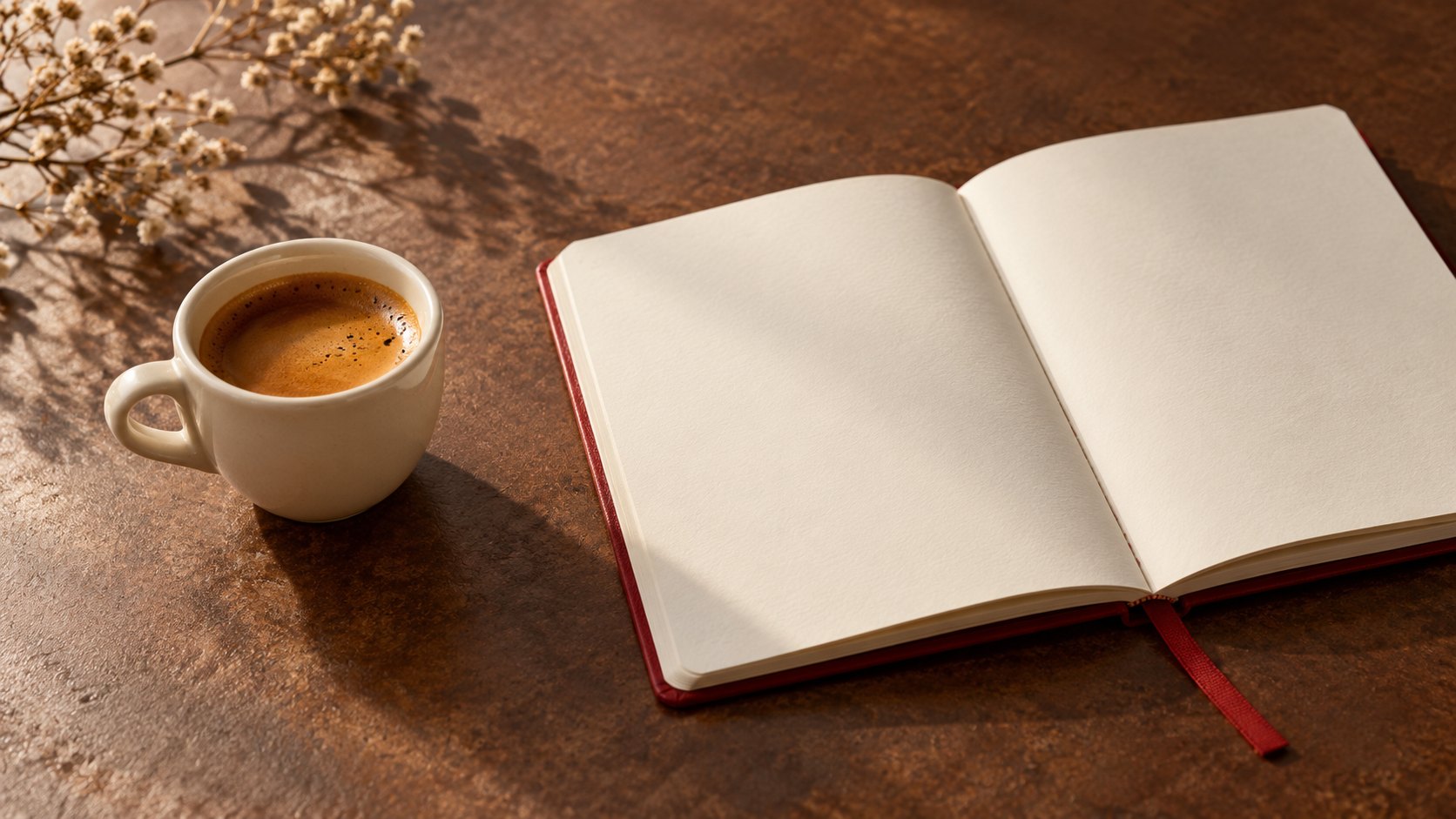 Coffee and an open notebook