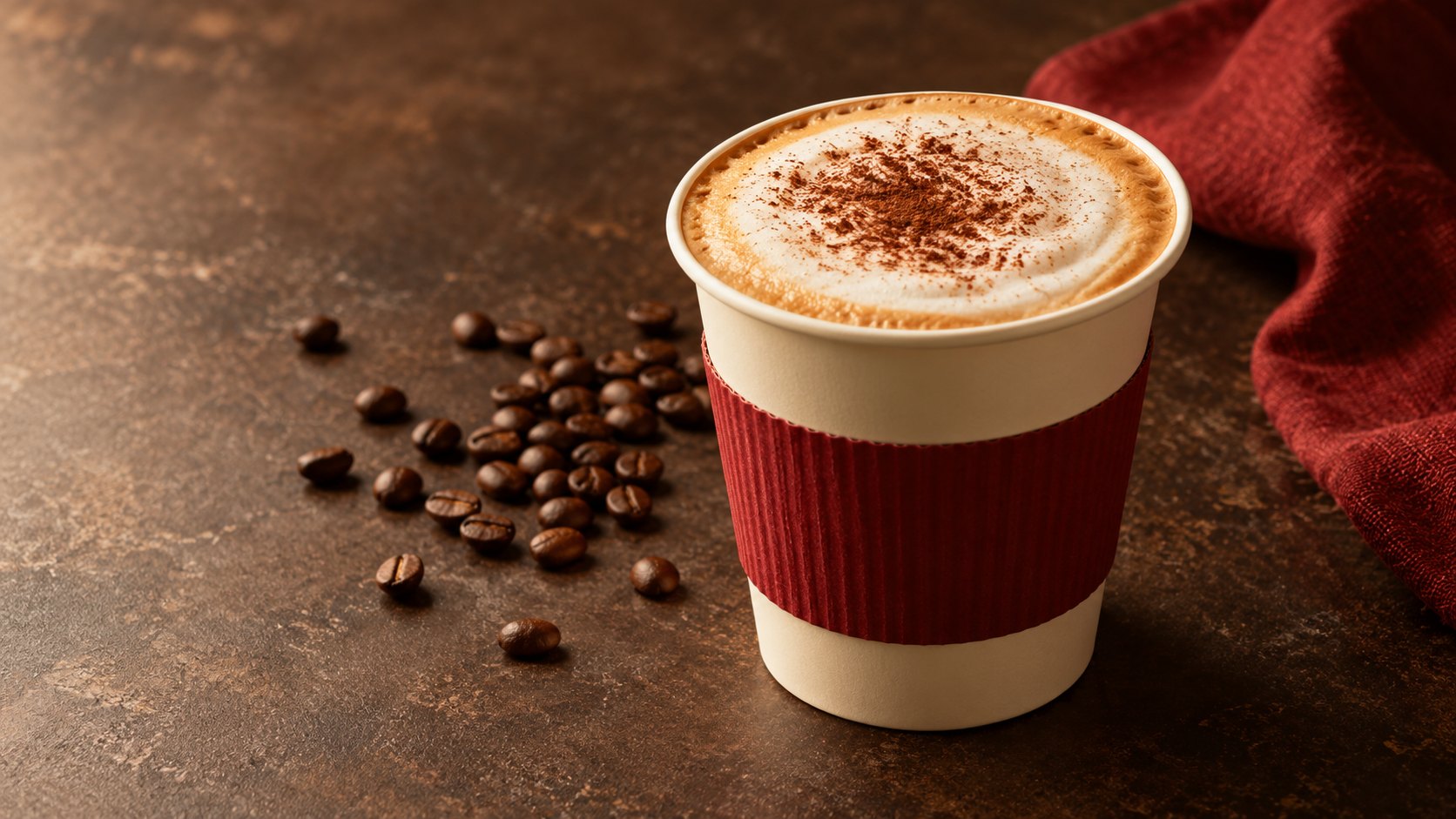 Cappuccino in a takeaway cup