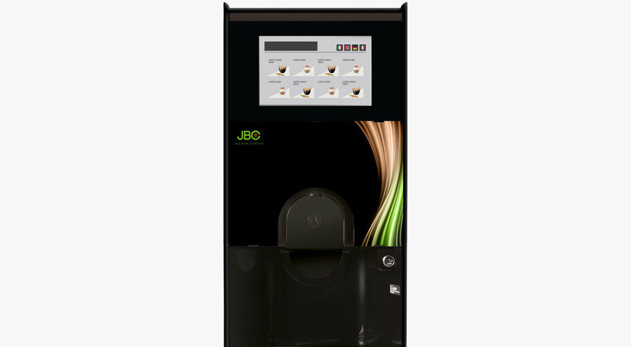 Compact 125 Touch Series bean to cup coffee machine for office counters, a black tabletop unit with a polished touchscreen